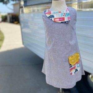 decaf plush cotton print & seersucker a-line dress